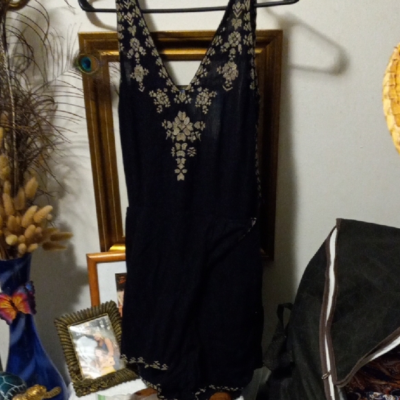 Free People Pants - Free People Black and Gold Jumpsuit 2" Inseam